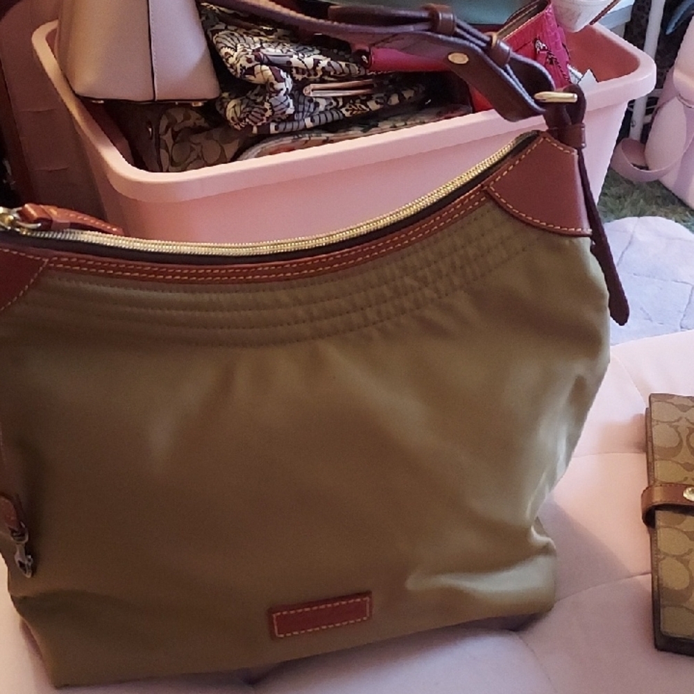 Tan Nylon Hobo Bag